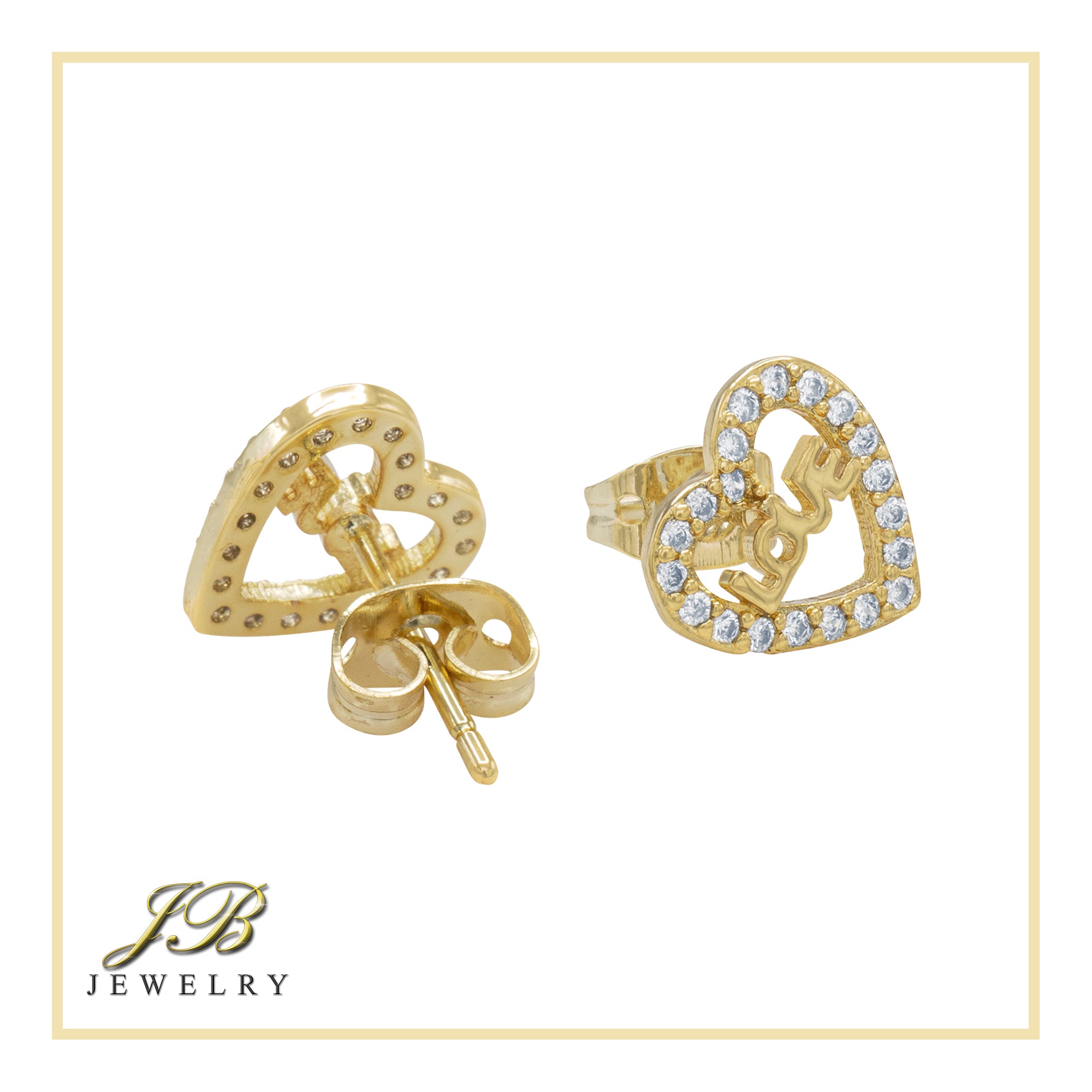 Heart 14 Cubic Zirconia Earrings 14K Gold Filled Silver Hip Hop Studs Jewelry Women