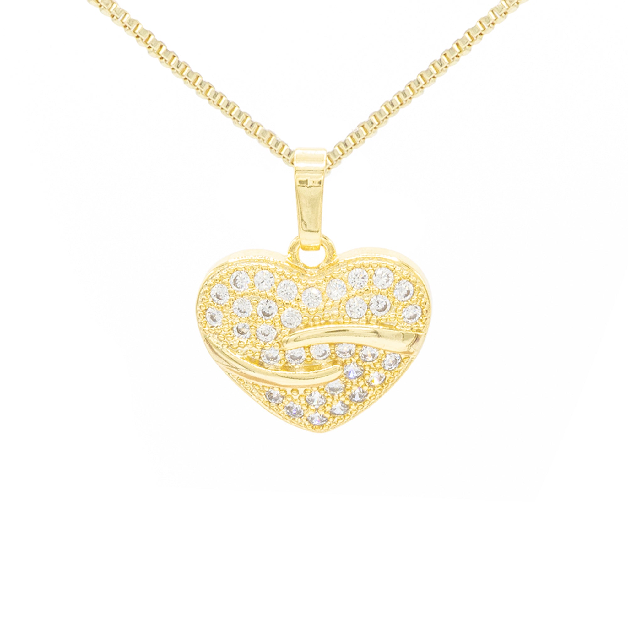 Cubic Zirconia 14K Gold Filled Heart Pendant Necklace Set
