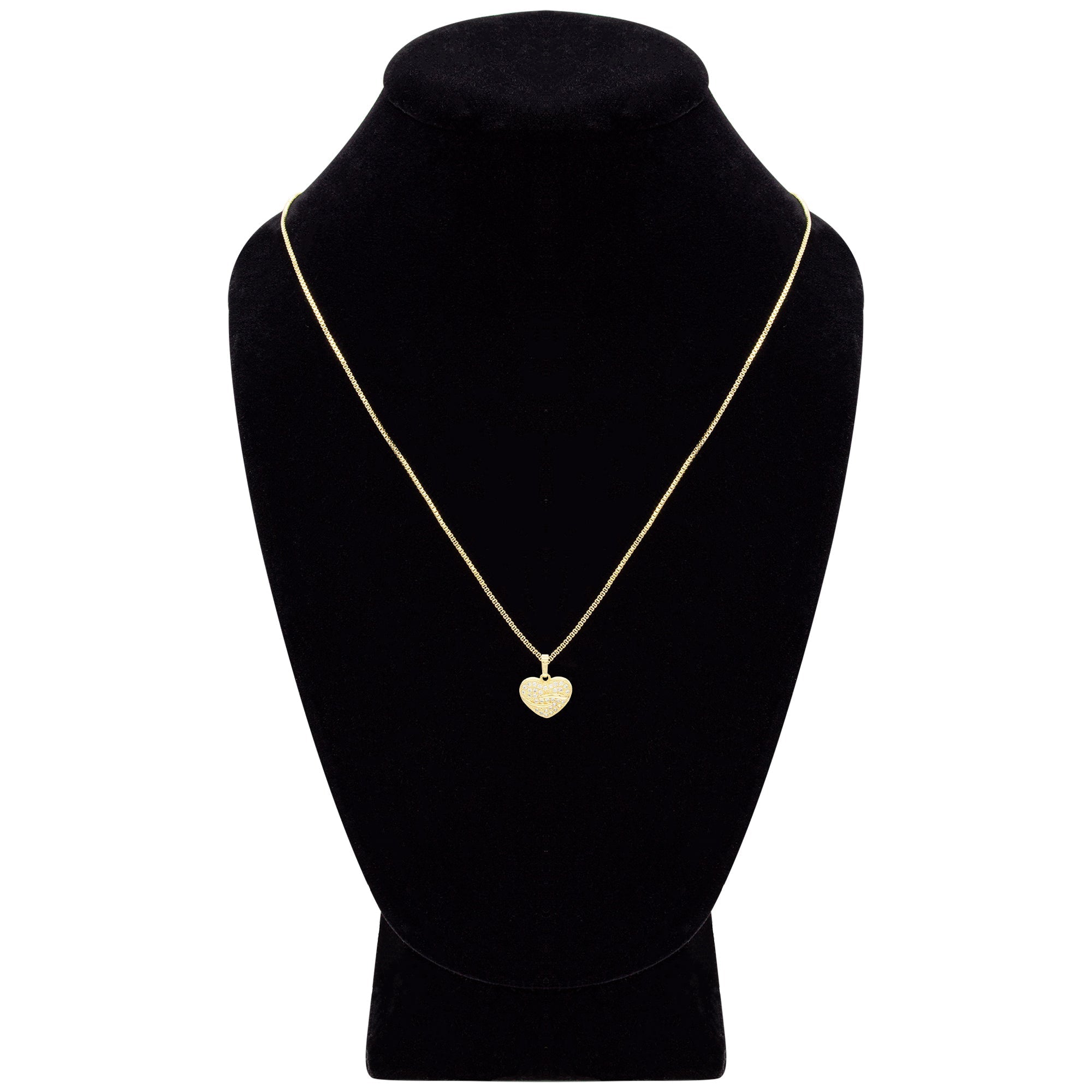 Cubic Zirconia 14K Gold Filled Heart Pendant Necklace Set