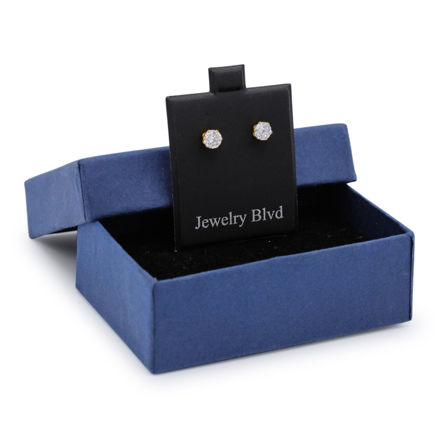 Cubic Zirconia Round 14K Gold Plated Stud Earrings Set Of 4 Stainless Steel Jewelry Men Women